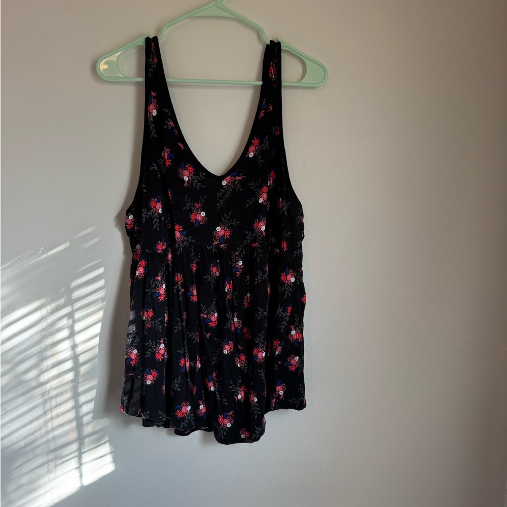Torrid Black Floral Tank Top